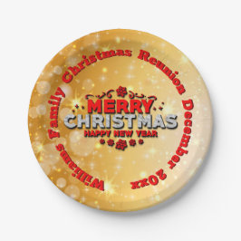 名前を付ける年を追加Merry Christmas 7" ペーパープレート