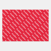 名前を付ける赤い白と緑のクリスマス ラッピングペーパーシート (正面)