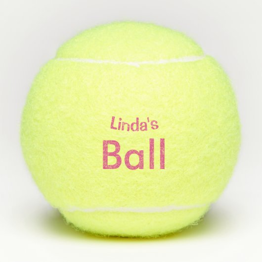 名前を付けパーソナライズされたるPINK Tennis Balls テニスボール (正面)