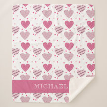 名前を付け加えてかわいいピンクのハート柄ベビーガール