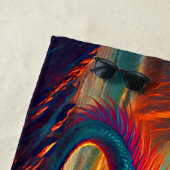 名前を付け、赤い火の息の竜をビーチに。 ビーチタオル (インサイチュ)