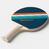 名前を付ストライプのけたブルーボトルエコー 卓球ラケット (正面アングル)