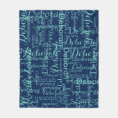 名前を作成するタイポグラフィ青 フリースブランケット (正面)