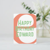 名前を入れたカスタムハッピーバースデーテンプレート ポストカード (スタンド正面)