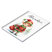 名前を入れたクリスマスの小人のギフトバッグ ノートブック (左側)