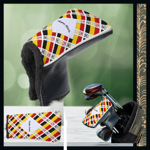 名前を入れたベルギーの旗のタイルネクタイ ゴルフヘッドカバー