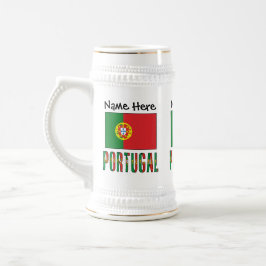 名前を入れたポルトガルとポルトガルの国旗 ビールジョッキ