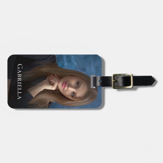 名前を入れた写真のモダンなデザイン ラゲッジタグ (正面横)