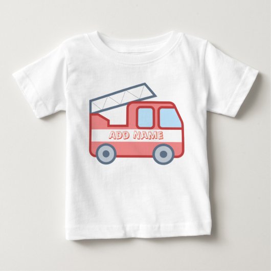 名前を入れた消防車 ベビーTシャツ (正面)