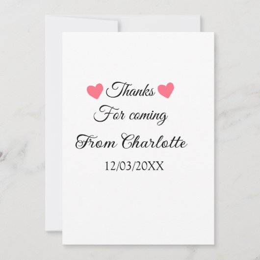 名前を入れてありがとう テキストメッセージ 招待状 (正面)