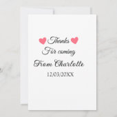 名前を入れてありがとう テキストメッセージ 招待状 (裏面)