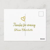 名前を入れてくれてありがとう テキストメッセージ ゴールデンハート ポストカード (裏面)