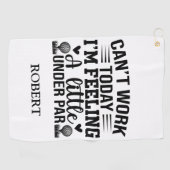 名前を入れて今日はお休み気分、 ゴルフタオル (横)