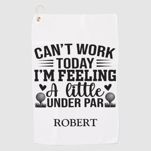 名前を入れて今日はお休み気分、 ゴルフタオル (正面)