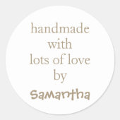 名前を入れて手作りの愛情たっぷり Champagne Gold ラウンドシール (正面)