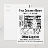 名前を入れて楽しむ文房具オフィス用品のキャラクター ポストカード (正面/裏面)