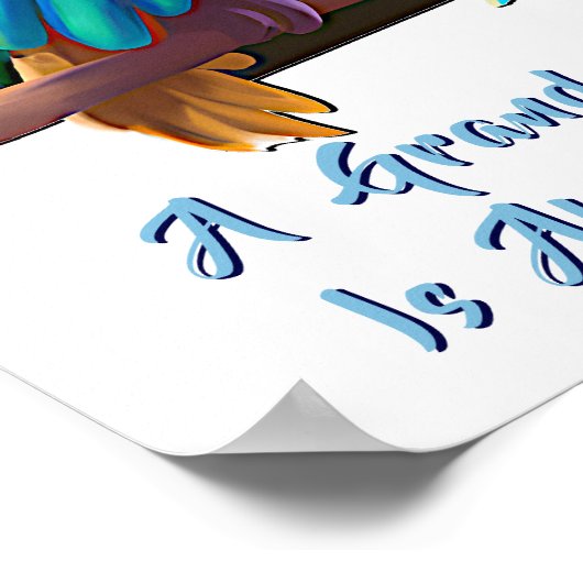 名前を入れて、赤ちゃんマカオインコの鳥の巣 ポスター (角)