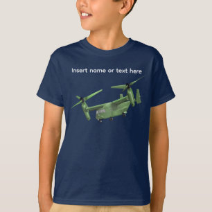 名前を入れるスペースのあるオスプレイ航空機 Tシャツ