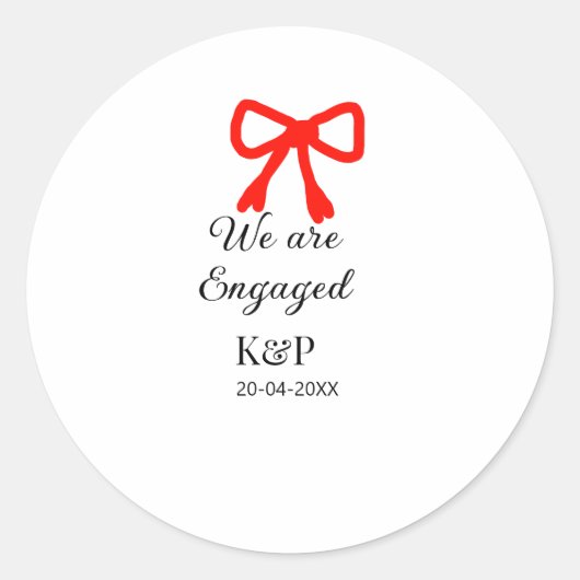 名前を刻んだ真っ赤なリボンのモダンなテキスト ラウンドシール (正面)