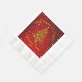 名前を合わせたクリスマスツリーのテーブルセッティング 赤と金のデザイン 縁ありランチョンナプキン (角)