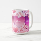 名前を持つパターン上の修正されたファミリハート コーヒーマグカップ (正面右)