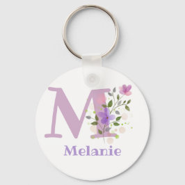 名前を持つフローラデザインのキーチェーンまたは鍵フォブ キーホルダー