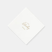 名前を持つ最小限の金ゴールドハートス結婚クリプト スタンダードカクテルナプキン (角)