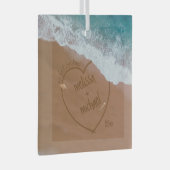 名前を持つ私たちの初めてのクリスマス日付ビーチ ガラスオーナメント (正面右)