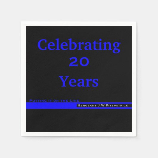 名前を持つ薄いブルーライン警察の退職 スタンダードカクテルナプキン (正面)