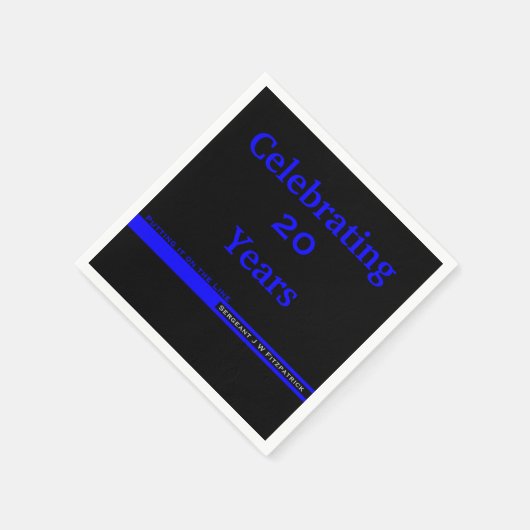 名前を持つ薄いブルーライン警察の退職 スタンダードカクテルナプキン (角)