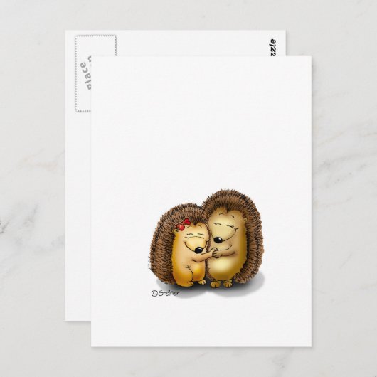 名前を指定して個人用設定 – ハグイングヘッジホグ ポストカード (正面/裏面)