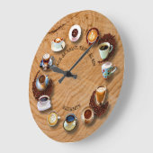 名前を挙げられたClockとして豆が付いているブラックコーヒーのコップ ラージ壁時計 (傾斜)