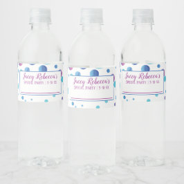 名前を書いてオリジナルラベル 水色とピンクのドット柄 ペットボトルラベル