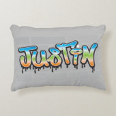 名前を書け落書きロゴレンガの絵を描壁 アクセントクッション (正面)