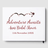 名前を添えて、冒険が待っている ブライダルシャワーの矢印 マリッジ ゲストブック (裏面)