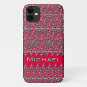 名前を立方体にするポリマーの赤いパターンipod case iPhone 11 ケース