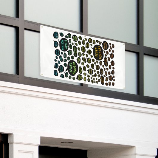 名前を虹のように言う 横断幕 (ビルの外側)