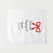 名前を赤いリボンと現代的な文字で飾ります タペストリー (正面(横))