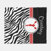 名前を赤くしてゼブラ·プリントチアリーダー/Pom フリースブランケット (正面(横))