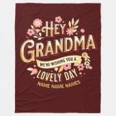 名前を追加おばあちゃん素敵な一日をお願い フリースブランケット (正面)