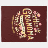 名前を追加おばあちゃん素敵な一日をお願い フリースブランケット (正面(横))