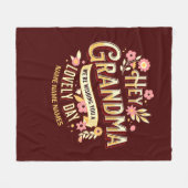 名前を追加おばあちゃん素敵な一日をお願い フリースブランケット (正面(横))