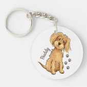 名前を追加かわいいフワフワ茶色の犬アクリル キーホルダー (正面)