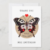 名前を追加かわいいヴィンテージ蝶ハート最高の先生 シーズンカード (正面)