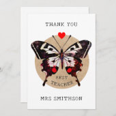 名前を追加かわいいヴィンテージ蝶ハート最高の先生 シーズンカード (正面/裏面)