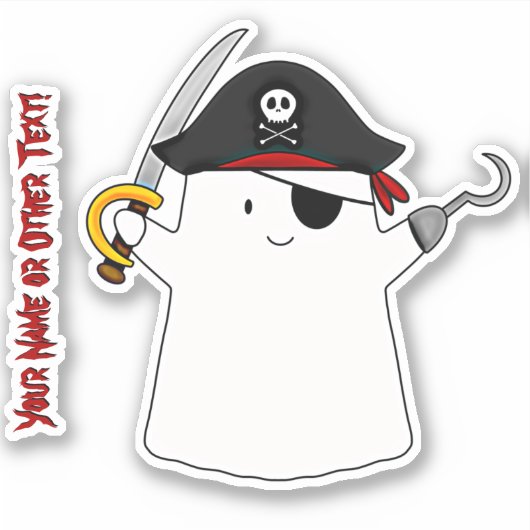 名前を追加かわいい幽霊海賊のコスチューム変装剣 シール (正面)