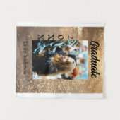 名前を追加した写真卒業証書のゴールドグリッター タペストリー (正面(横))