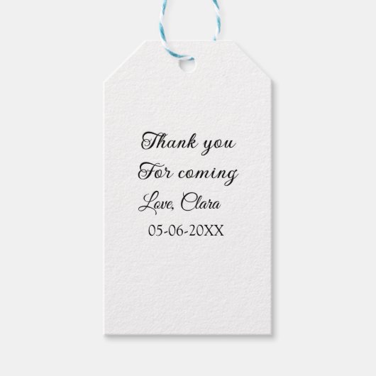 名前を追加してありがとう テキストメッセージ ギフトタグ (正面)