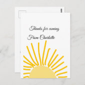 名前を追加してサンキュー テキスト メッセージ 太陽 ポストカード (正面/裏面)