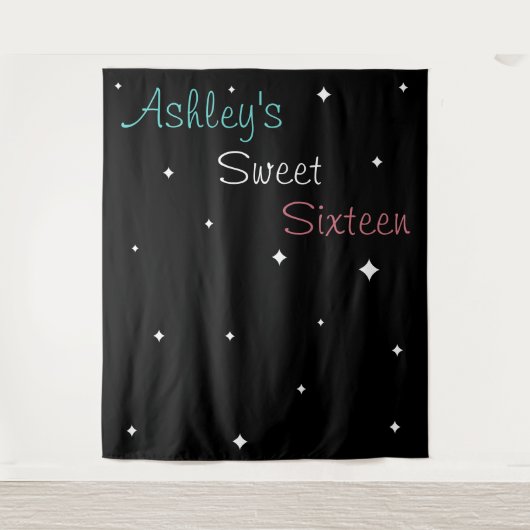 名前を追加してスイート16 フォトバックドロップ タペストリー (正面)